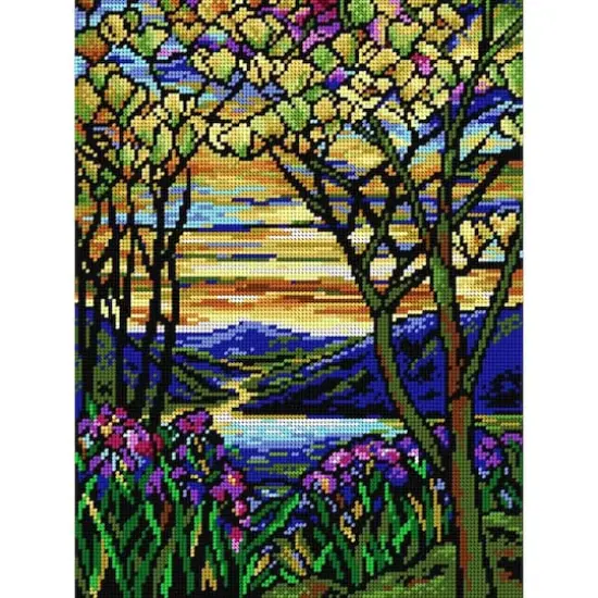 Orchidea Gobelin canvas for halfstitch without yarn after Louis C. Tiffany - Landscape with Iris and Flowering Magnolia {1}