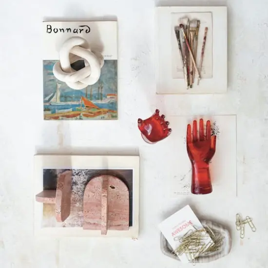 Hello Honey&reg; 6" Crimson Archways Travertine Bookend Set {7}