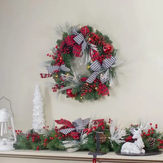 52" Christmas Decorated Berry & Pine Artificial Swag {3}