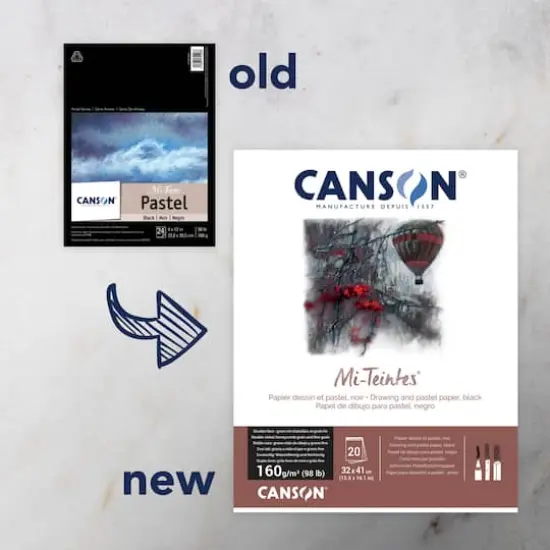 Canson&reg; Mi-Teintes&reg; 9" x 12" Black Pastel Paper Pad, 24 Sheets {3}