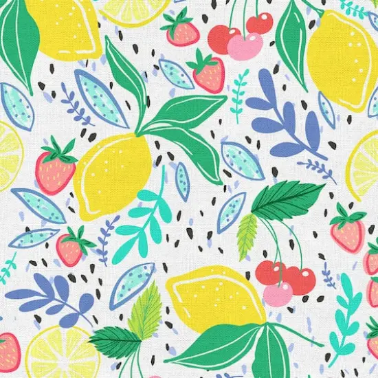 Fabric Editions White Mixed Fruits Cotton Fabric {4}