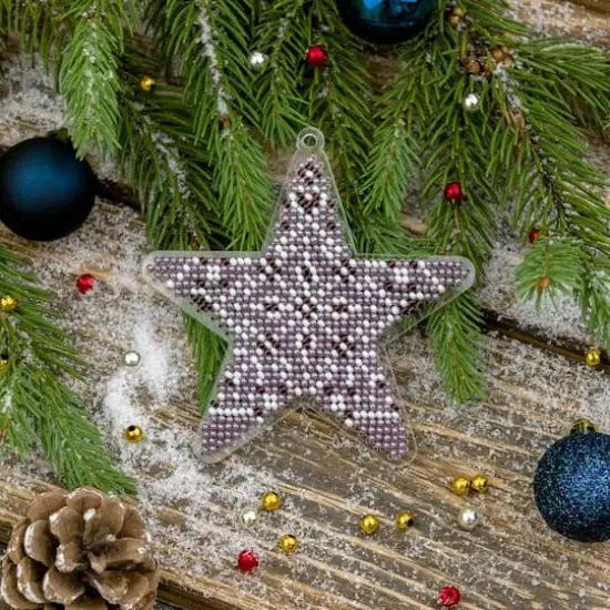 Wonderland Crafts Purple Fair Isle Star Ornament Bead Embroidery on Plastic Kit {3}