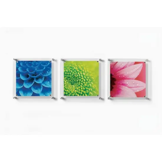 Wexel Art 3 Pack 12" x 12" Clear Single Panel Acrylic Floating Wall Frames & Magnets Silver {1}