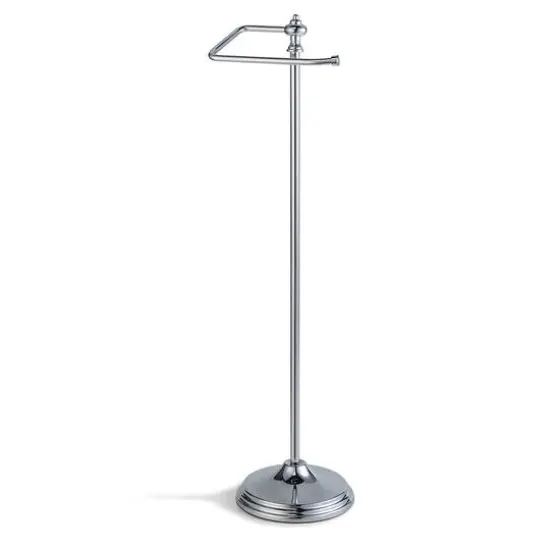 SunnyPoint 24.5" Chrome Bathroom Free Standing Toilet Tissue Paper Holder with Reserve Function {1}