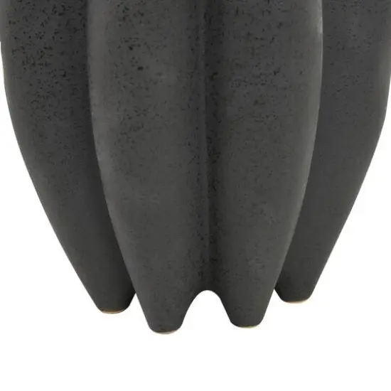 12" Black Ceramic Speckle Textured Vase with Tulip Style Opening {6}