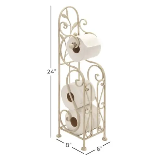 24" Cream Iron Traditional Toilet Paper Towel Holder {9}