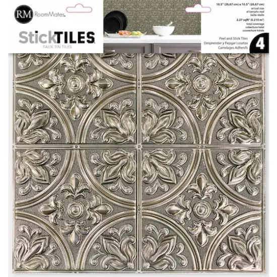 Gold Tin Peel & Stick Tile Backsplash StickTiles&reg; {1}