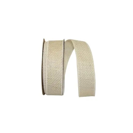 JAM Paper 1.375" x 10yd. Burlap Wired Colored Edge Ribbon Ivory {1}