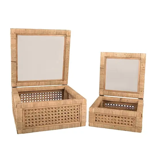 Hello Honey&reg; Cane & Rattan Display Box with Glass Lid Set {6}