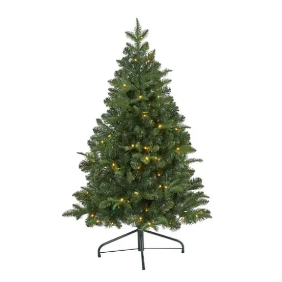 4ft. Pre-Lit Grand Teton Spruce Flat Back Artificial Christmas Tree, Clear LED Lights {1}