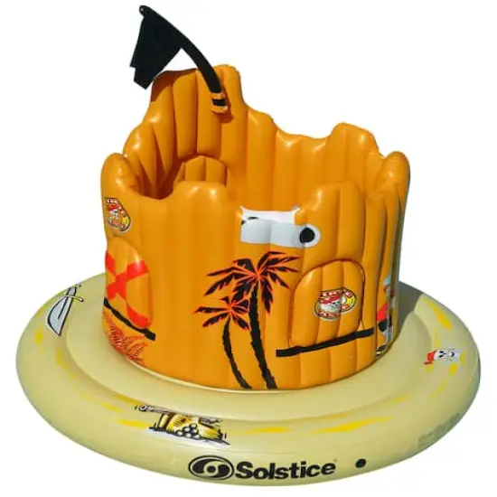 Swim Central 6.8ft. Inflatable Orange Pirate Castle Adventure Swimming Float {3}
