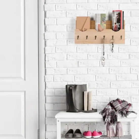 NEX™ Brown Wall Mounted Mail Holder & Organizer with 6 Key Hooks {6}