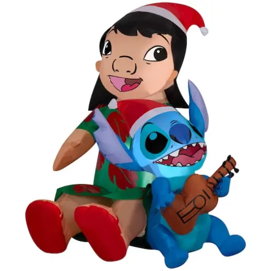 4ft. Airblown&reg; Inflatable Christmas Lilo & Stitch in Santa Hats {1}
