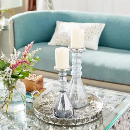 Glass Contemporary Candle Holder Set {7}