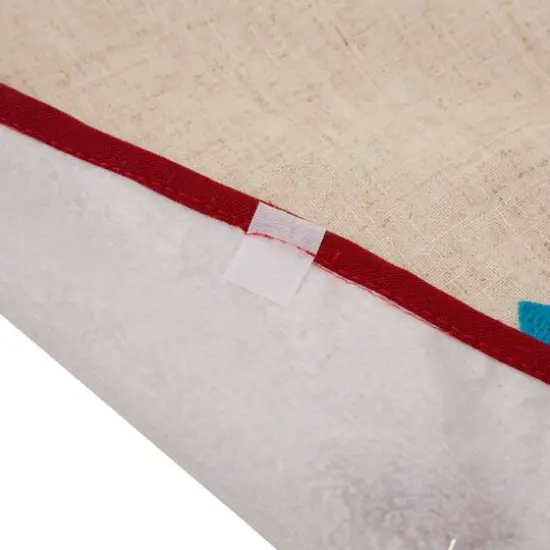 Glitzhome&reg; 48" LED Embroidered Merry Christmas Linen Christmas Tree Skirt {9}