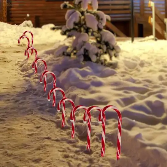 10ct. Candy Cane Lighted Christmas Pathway Markers {4}