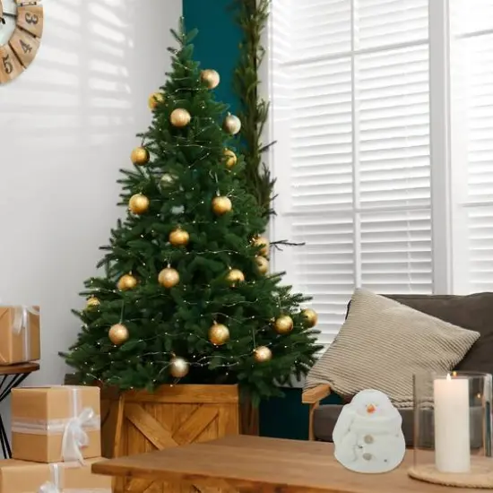 11" White Snowman with Star Cut-Outs Tealight Candle Holder {6}