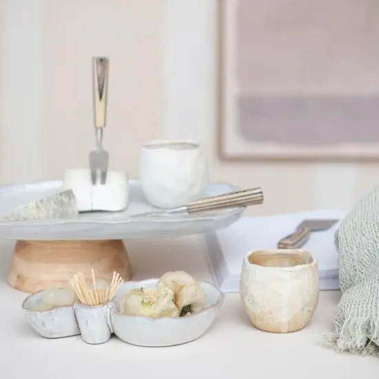 Hello Honey&reg; 8" White Tri-Section Stoneware Dish {3}