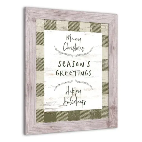 Green Buffalo Check Holiday Phrases Print in Western White Frame {3}