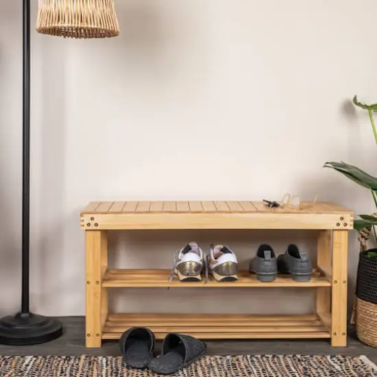 Household Essentials 2-Shelf Bamboo Bench {3}