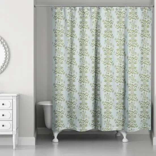 Floral Crest Shower Curtain Green {3}