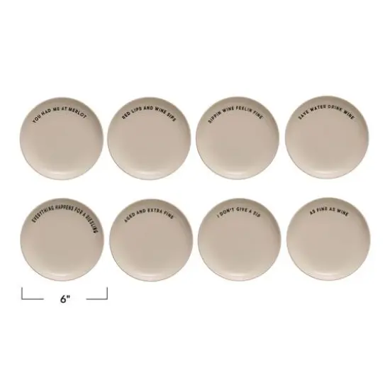 Hello Honey&reg; 6" Cream Wine & Dine Round Stoneware Plate Set {3}