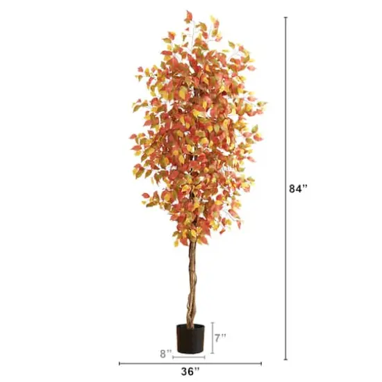 7ft. Autumn Ficus Artificial Fall Tree {3}