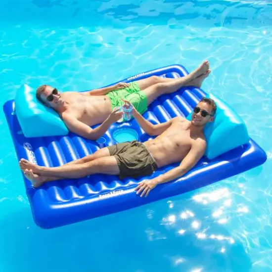 78" Inflatable Blue Dual Swimming Pool Lounger {4}