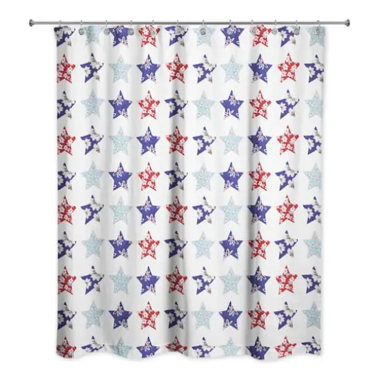 Floral Stars Pattern Shower Curtain {1}