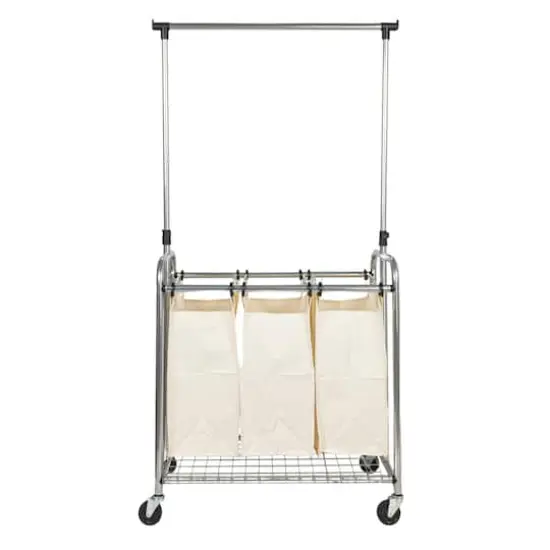 Household Essentials 3-Bag Laundry Sorter with Clothes Rack {5}