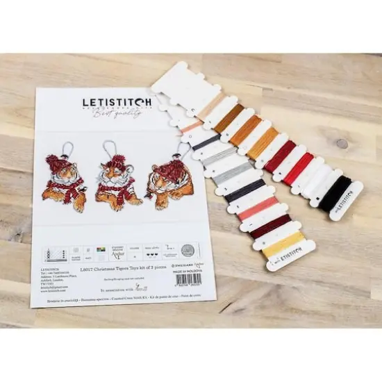 Letistitch Christmas Tigers Toys Set Plastic Canvas Counted Cross Stitch Kit {5}
