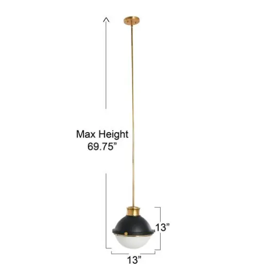 Hello Honey&reg; Robert Stevenson Lighting Cameron Two-Tone Metal & Frosted Glass Ceiling Light Matte Black {7}
