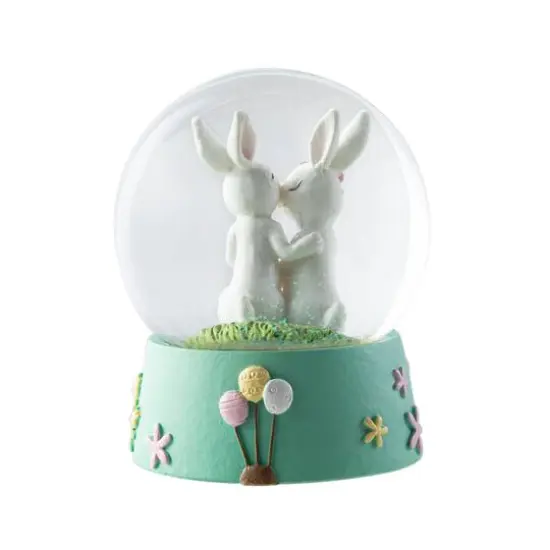 Glitzhome&reg; 5" Easter Bunny Couple Waterglobe {8}