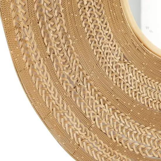 40" Brown Contemporary Metal Wall Mirror {4}