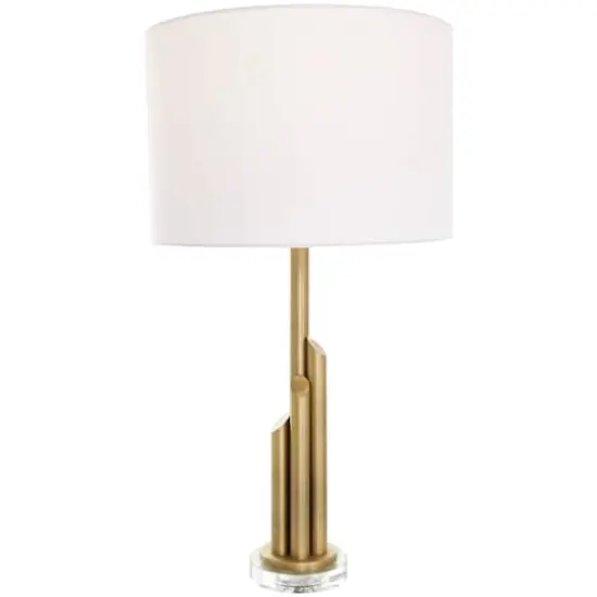2ft. Gold Metal Abstract Tiered Pillar Accent Lamp with Glass Base {1}