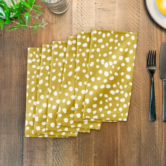 Yellow Painted Spots 10" x 10" Cotton Twill Napkin {4}