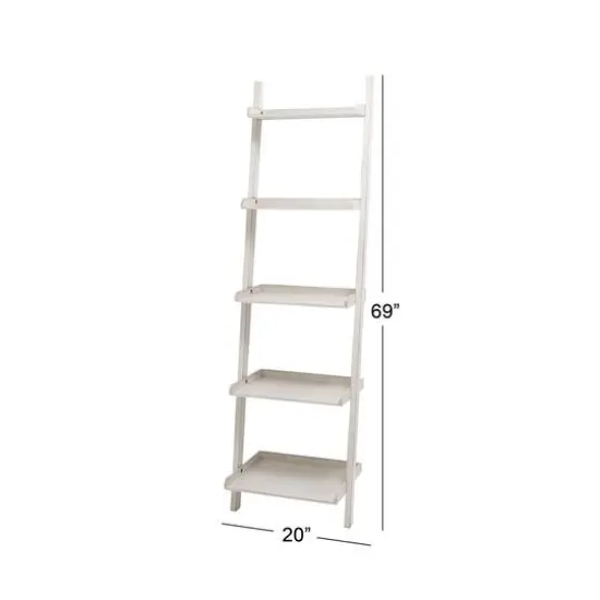 White Wood Traditional Shelving Unit, 69 " x 20 " x 14 " {6}