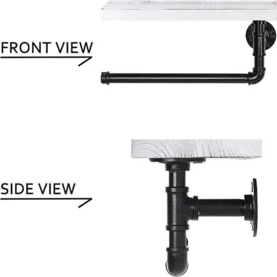 Wall-Mount Whitewashed Wood & Iron Toilet Paper Holder {5}