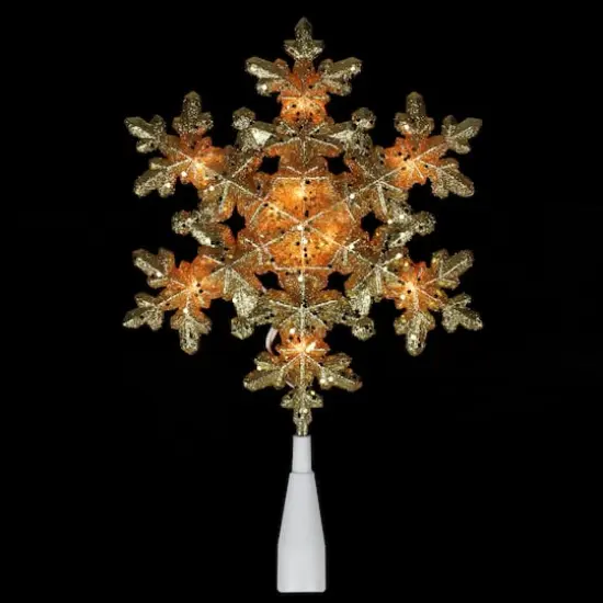 9" Gold Lighted Snowflake Christmas Tree Topper {6}