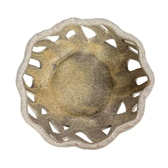 Hello Honey® 9.5" Cream Speckled Reactive Glaze Stoneware Bread Basket {7}