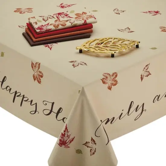 DII&reg; 104" Rustic Leaves Print Tablecloth {4}