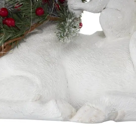 23" White Reindeer with Woodland Animals Sculpture {5}