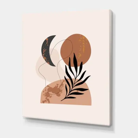 Designart - Moon & Sun Shapes In Retro Terracotta Tones I - Modern Canvas Wall Art Print {1}