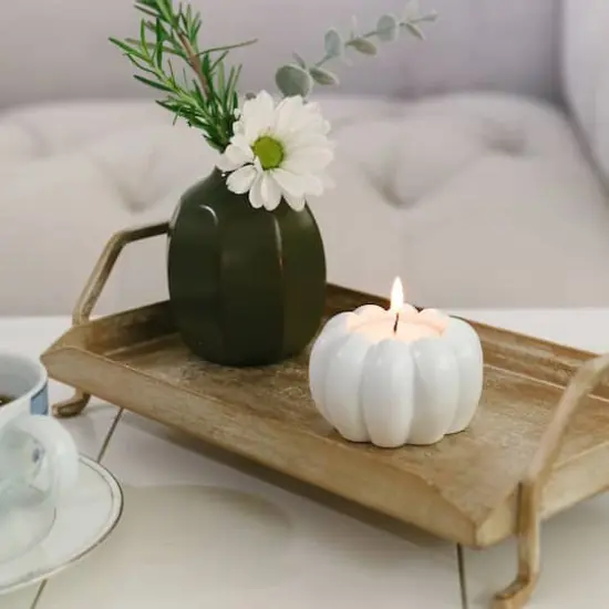 Kate Aspen White Pumpkin 2-in-1 Tealight Candlestick Holder Set, 6ct. {4}