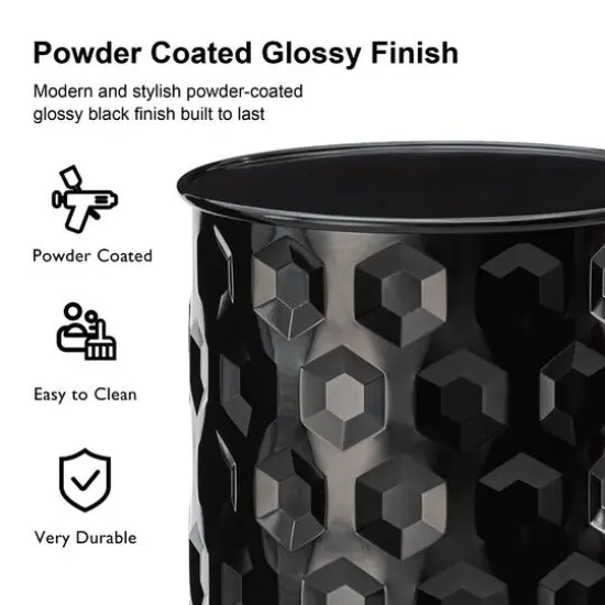 Glitzhome&reg; Multifunctional Embossed Honeycomb Texture Metal Garden Stool Set Black {8}