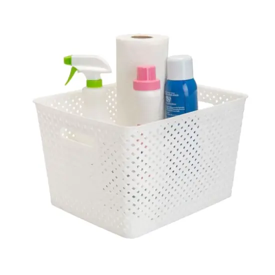 Simplify Large Wicker Storage Bin White {2}