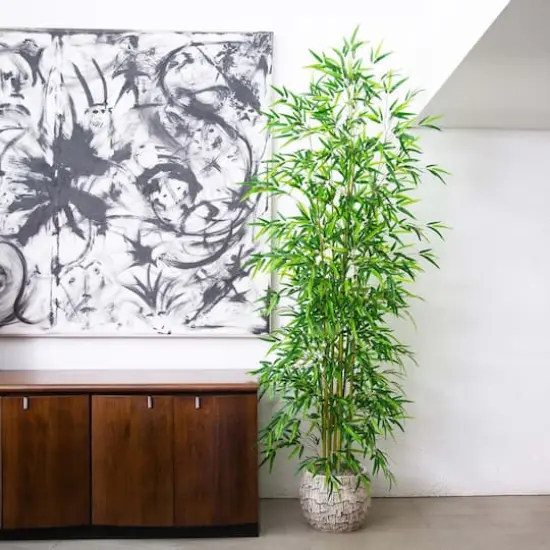 8ft. Potted Green Artificial Bamboo Tree {3}