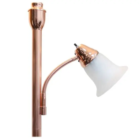 Lalia Home Torchiere Floor Lamp with Reading Light Rose Gold/White Shades {7}