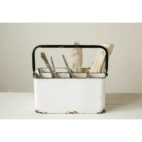 Hello Honey® Distressed White Metal Caddy With 6 Compartments {5}
