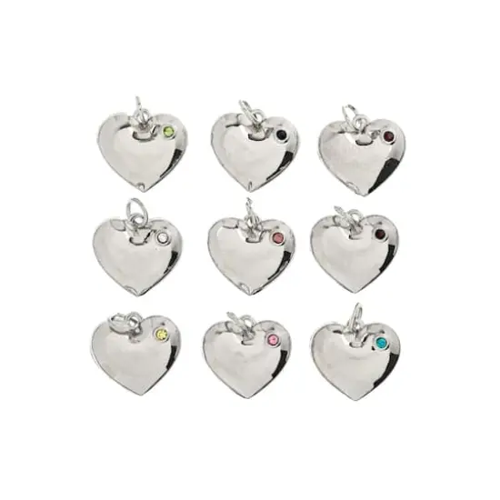 Crystal Lane DIY Silver Rhinestone Heart Charms, 9ct. {1}